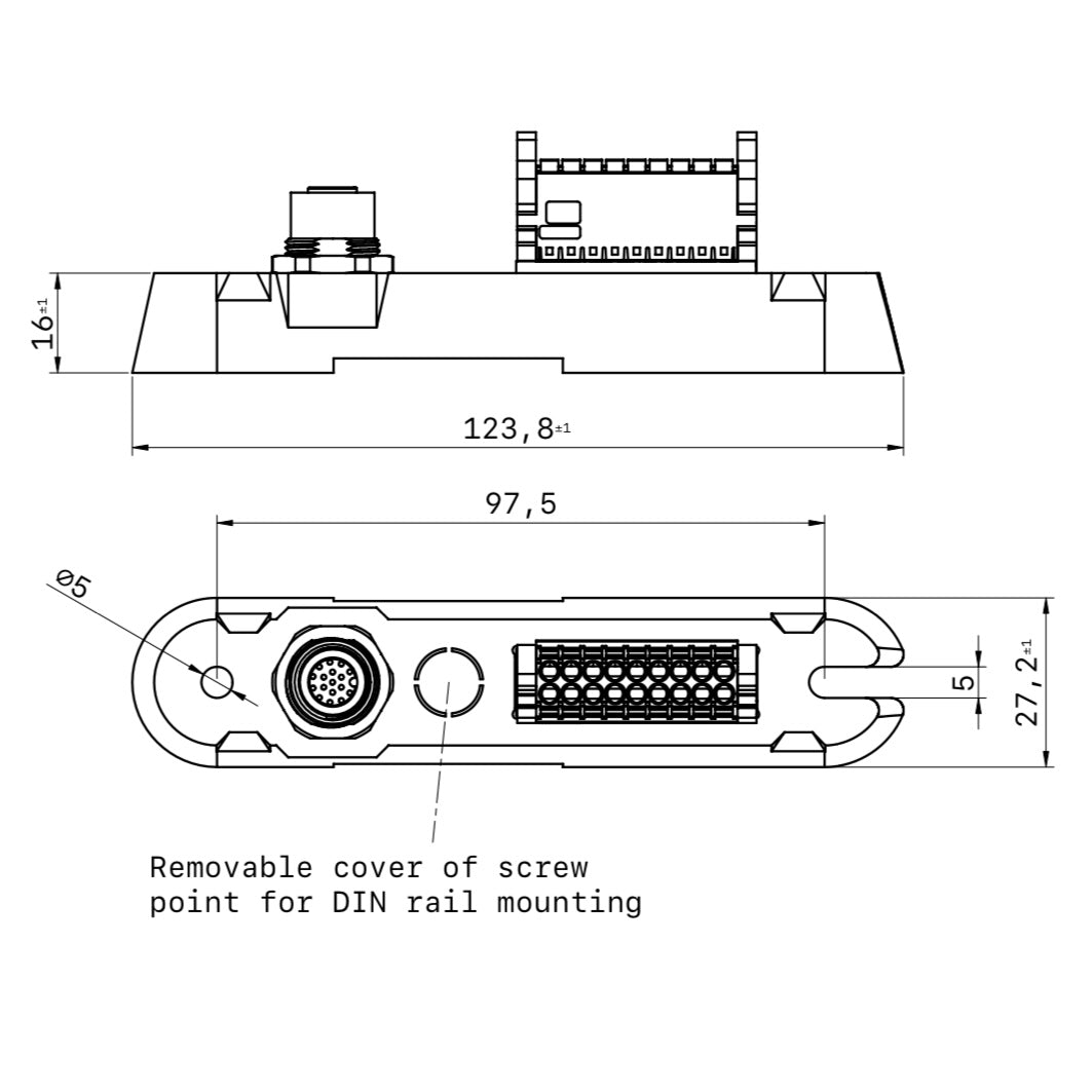 M12 17 Pin auf abnehmbaren Anschlussblock